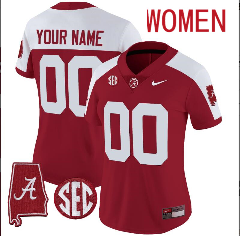 Women Alabama Crimson Tide Vapor Limited red Custom 2024 Nike NCAA Jersey 3->customized nfl jersey->Custom Jersey